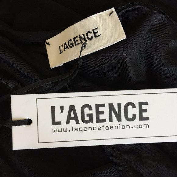 NWT L'AGENCE Black TATE Sleeveless Slinky Stretch Sleeveless Belted Wrap Dress - Picture 4 of 11